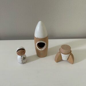 Wooden Rocket and Astronaut Set